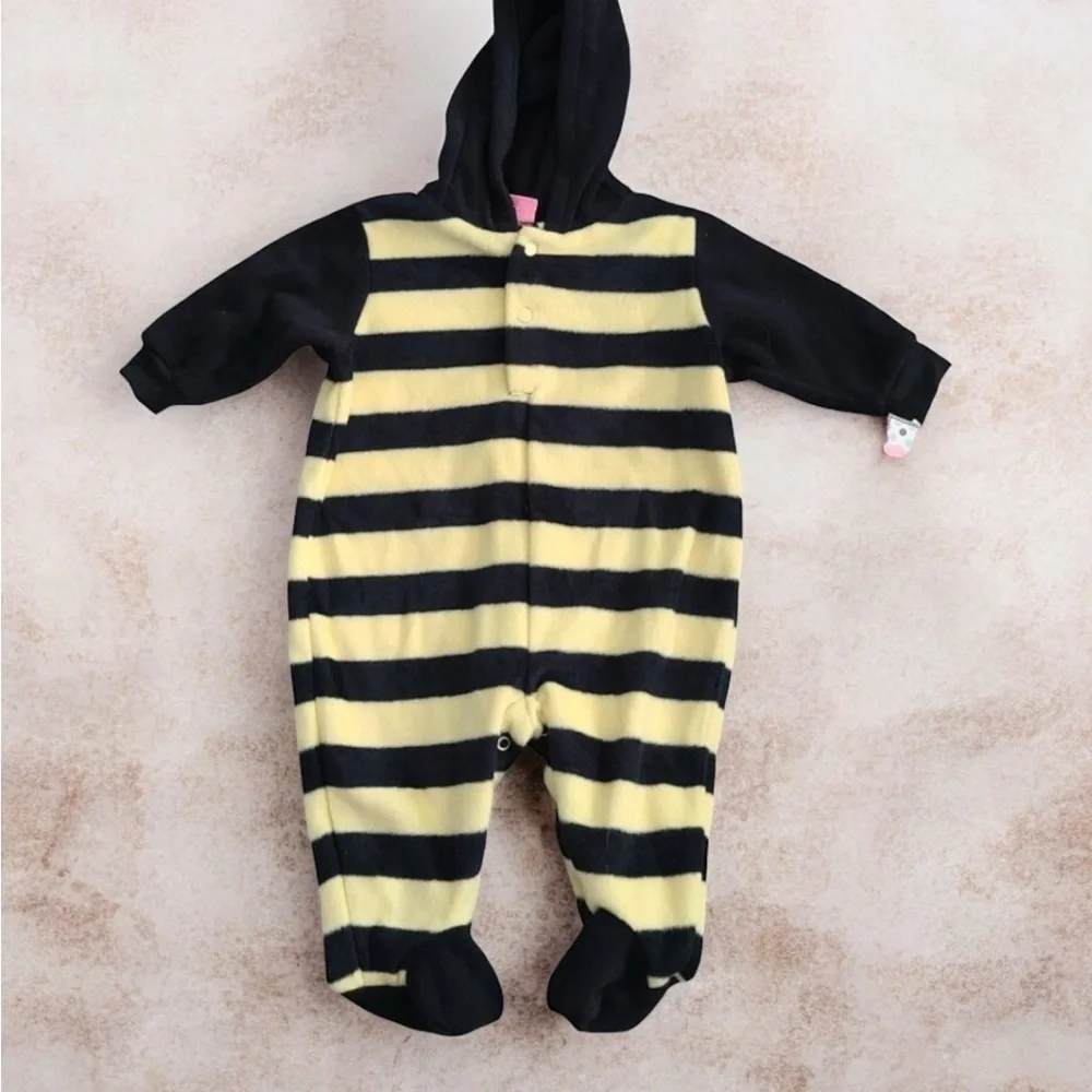 Little by Little Cozy Striped Black and Yellow Kids Footie